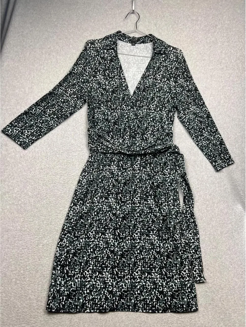 Ann Taylor Faux Wrap 3/4 Sleeve Dress Womens 12 Stretchy Casual Office Work